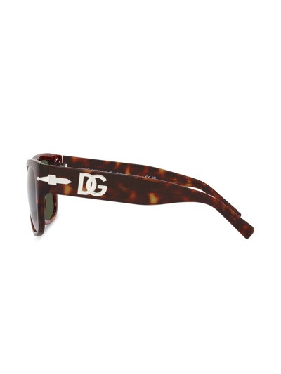 Persol Tortoiseshell Rectangle-frame Sunglasses In Braun