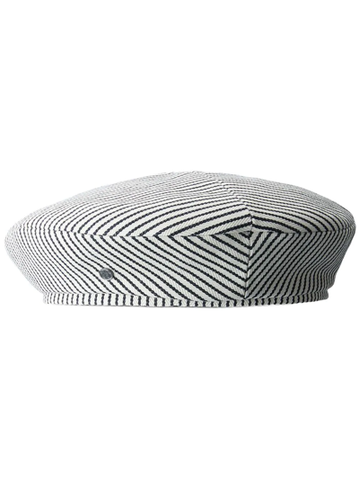 Shop Maison Michel New Billy Striped Denim Beret In Schwarz