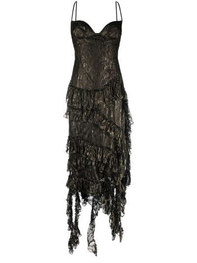 Shop Del Core Lace-detail Bustier Dress In Schwarz