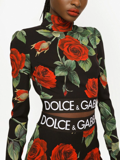 Shop Dolce & Gabbana Turtleneck Long-sleeve Cropped Top In Black