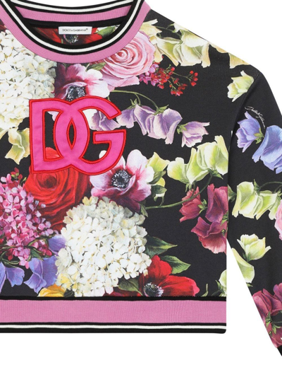 Shop Dolce & Gabbana Floral-print Cotton Sweatshirt In Schwarz