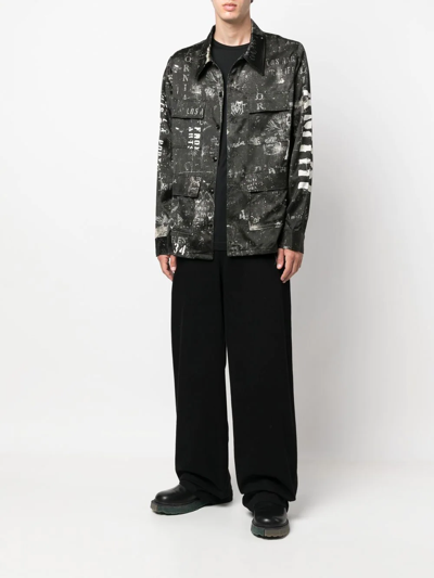 Amiri Logo-print Satin Shirt In Black