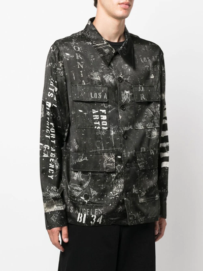Amiri Logo-print Satin Shirt In Black
