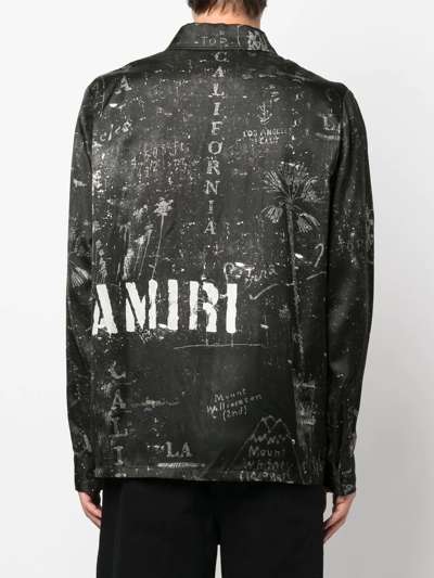 Amiri Logo-print Satin Shirt In Black