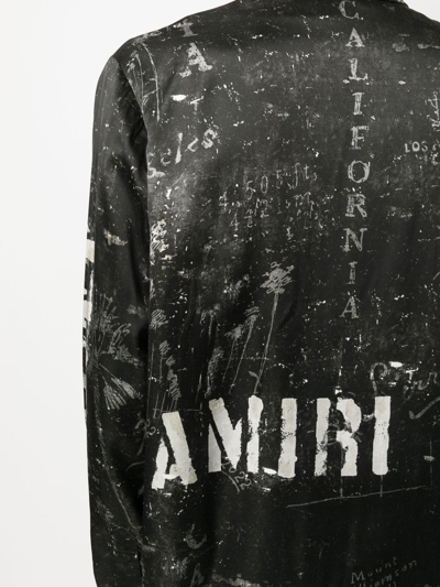 Amiri Logo-print Satin Shirt In Black