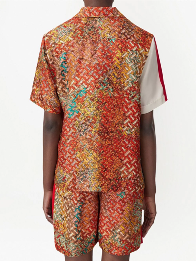 Burberry Monogram-print Silk Shirt In Orange
