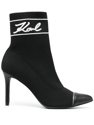 Shop Karl Lagerfeld Pandara Signia Sock Boots In Schwarz