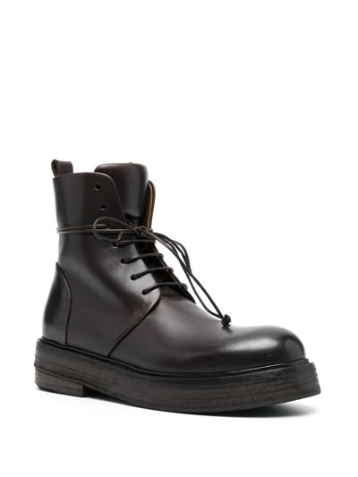 Shop Marsèll Lace-up Leather Ankle Boots In Braun