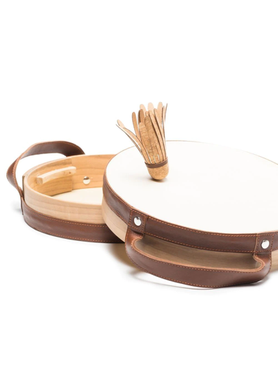 Brunello Cucinelli Neutral Leather And Wood Tamburello Game In Neutrals