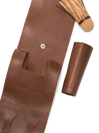 Brunello Cucinelli Neutral Leather And Wood Tamburello Game In Neutrals