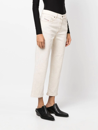 Shop Diesel D-air Flared Cropped Jeans In Nude