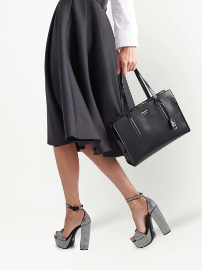 Shop Prada 135mm Crystal-studded Platform Sandals In Black