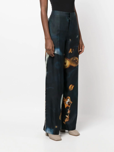 Shop Chloé Abstract-print Wide-leg Trousers In Blue