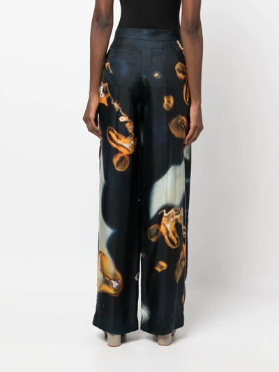Shop Chloé Abstract-print Wide-leg Trousers In Blue