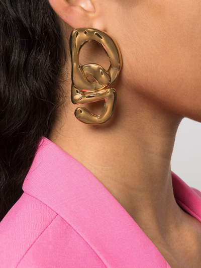 Shop Gcds Logo-drop Earrings In Gold