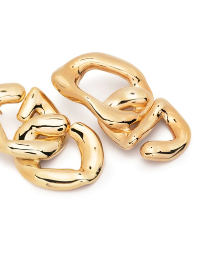 Shop Gcds Logo-drop Earrings In Gold