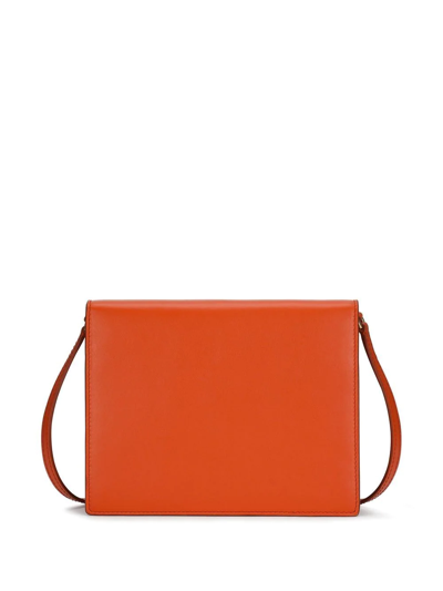 Shop Dolce & Gabbana Dg Logo Leather Crossbody Bag In Orange