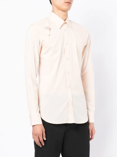 Shop Alexander Mcqueen Strap-detail Long-sleeved Shirt In Orange