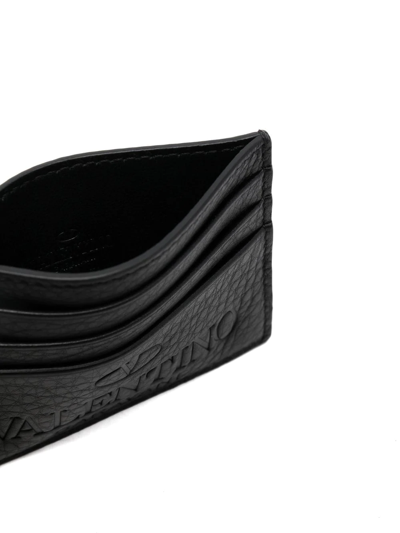 Shop Valentino Logo-debossed Cardholder In Black