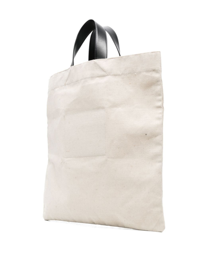 Shop Jil Sander Logo-print Linen Tote Bag In White