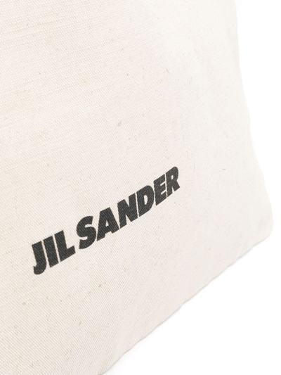 Shop Jil Sander Logo-print Linen Tote Bag In White