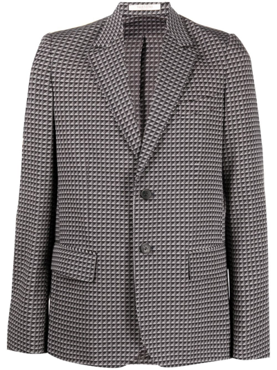 Shop Valentino Geometric-pattern Print Blazer In Grey