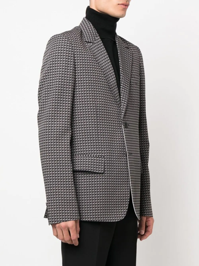 Shop Valentino Geometric-pattern Print Blazer In Grey