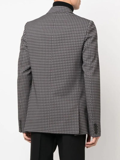 Shop Valentino Geometric-pattern Print Blazer In Grey