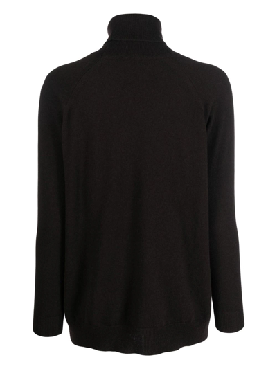 Drumohr Oversized Turtle Neck Side Splits Detail In Braun