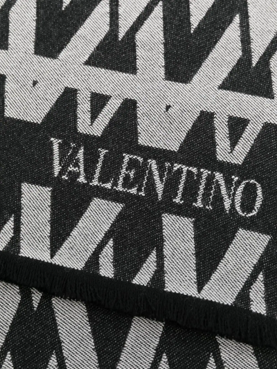 Shop Valentino Wool Monogram-jacquard Scarf In Black