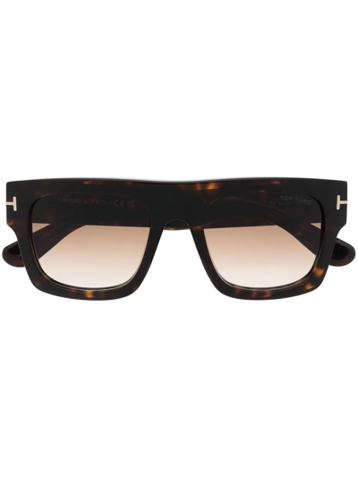 Shop Tom Ford Tortoiseshell Square-frame Sunglasses In Brown