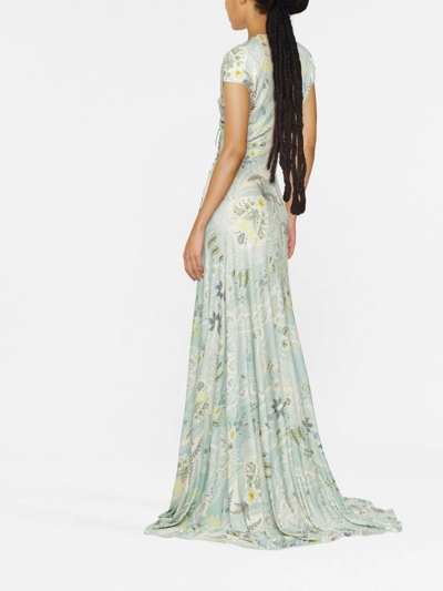 Shop Etro Paisley-print Floor-length Evening Gown In Blau