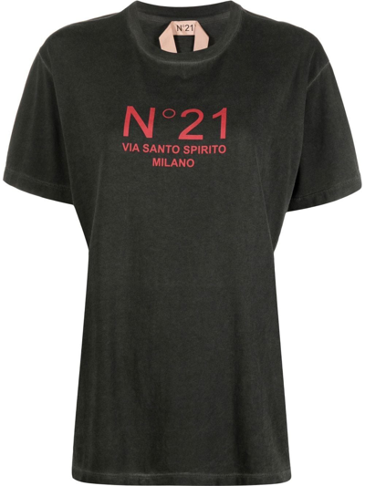 Shop N°21 Logo-print Cotton T-shirt In Grau