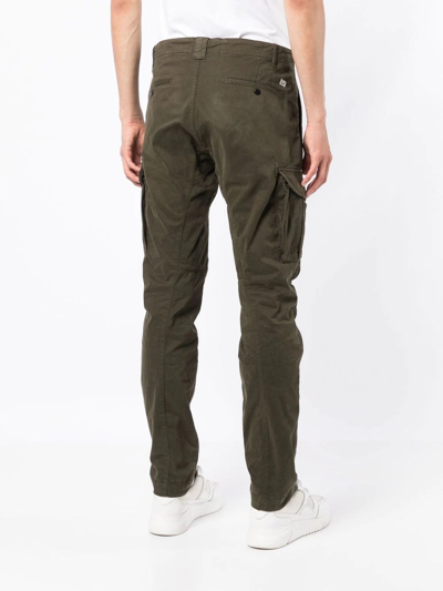 Shop C.p. Company Logo-patch Cargo Trousers In Green