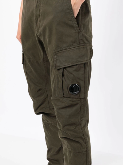 Shop C.p. Company Logo-patch Cargo Trousers In Green