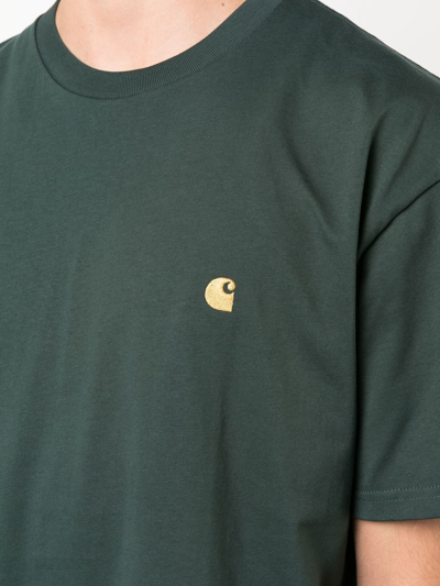 Shop Carhartt Chase Logo-embroidered T-shirt In Grün