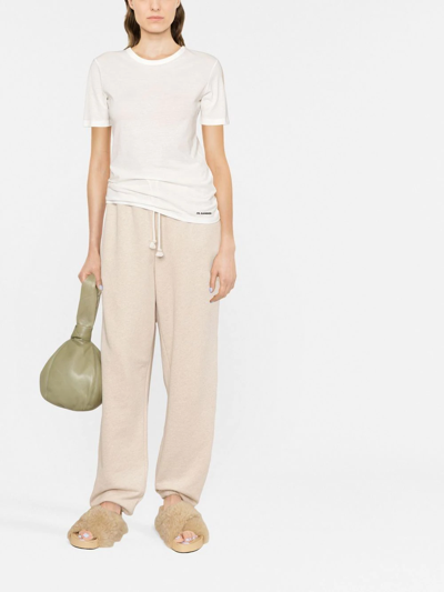 Jil Sander Contrast Logo Cotton T-shirt In Weiss