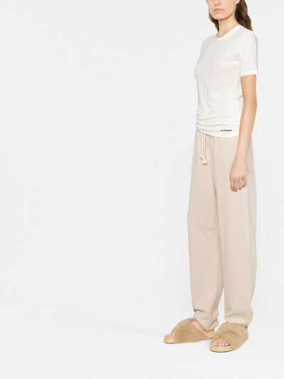 Jil Sander Contrast Logo Cotton T-shirt In Weiss