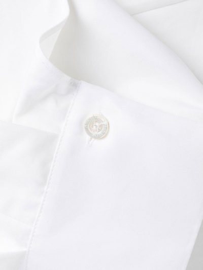 Shop Alexander Mcqueen Open-back Waterfall-hem Tailored Shirt In Weiss