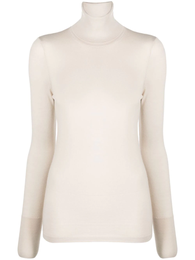 Shop Lemaire Roll-neck Wool Jumper In Nude
