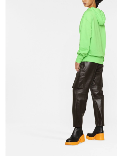 Msgm Logo-print Cotton Hoodie In Green