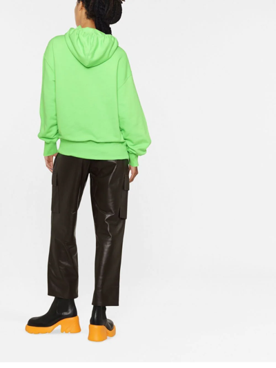 Msgm Logo-print Cotton Hoodie In Green