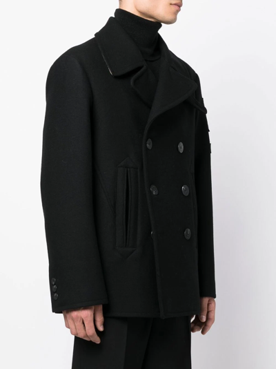 Shop Neil Barrett Double-breasted Peacoat In Black