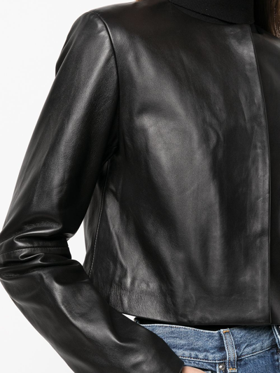Shop Loulou Studio Cropped Leather Jacket In Schwarz