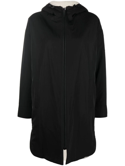 Shop Yves Salomon Reversible Shearling Parka Coat In Black