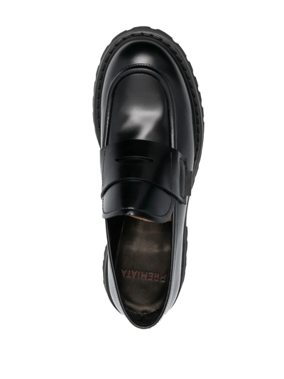 Shop Premiata Penny-slot Leather Loafers In Schwarz