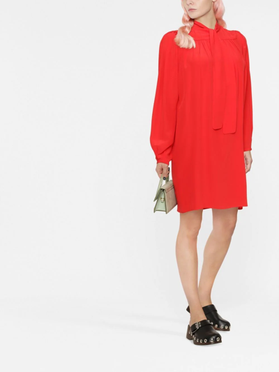 Dsquared2 Pussy-bow Silk Mini Dress In Rot