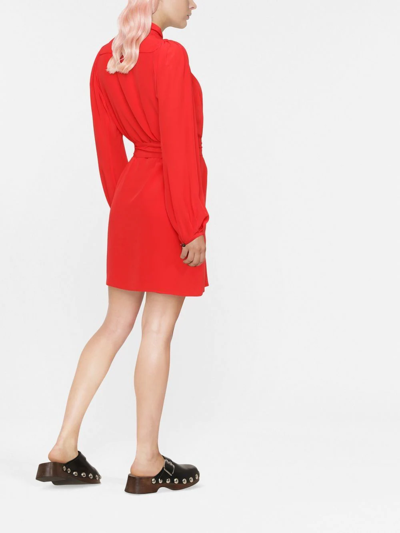 Shop Dsquared2 Pussy-bow Silk Mini Dress In Rot