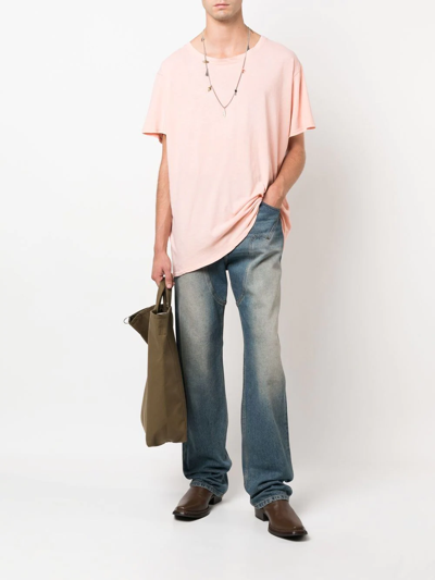 Shop Greg Lauren Round-neck Short-sleeve T-shirt In Rosa