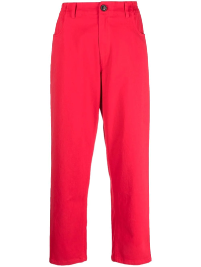 Shop Semicouture Maxene Straight-leg Trousers In Rot